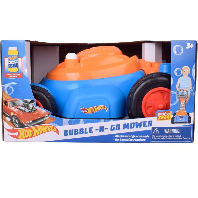 Hot Wheels™ Bubble Lawn Mower for Toddlers, Bubble Blowing Machines, Indoor/Outdoor Gardening Toy, Birthday Gift for Prechool Girls and Boys, No Batteries Required, Includes Bubble Solution, 2+