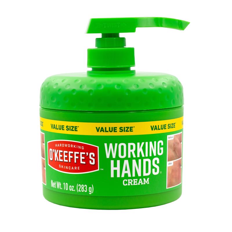 O'Keeffe's Working Hands Hand Cream in a Pumpable Jar for Extreme Dryness – 10oz Pump (1 Pack) - Repairing Skincare for Cracked, Dry Hands