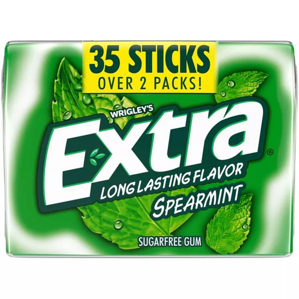 EXTRA Spearmint Sugar Free Chewing Gum Back to School Snacks, 35 Stick Mega Pack WMW27611