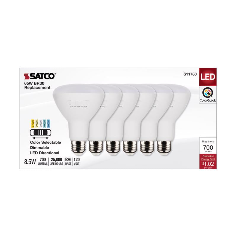 Satco Accessory - 8.5W BR30 CCT Selectable LED Medium Base Replacement Lamp (Pack of 6)-5.06 Inches Length and 3.71 Inches Wid