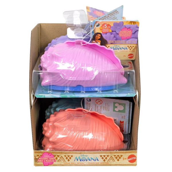 Mattel Disney Moana Surprise Small Doll or Animal Figures with Shell Playset, Moldable Sand & 3 Accessories, Inspired by Movie (Characters May Vary) JJV38