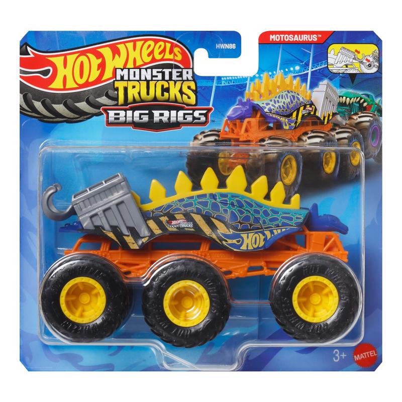 Hot Wheels, Monster Trucks 1:64 Scale Surprise Trailer Truck with 6 Wheels (Cannot Choose Model)