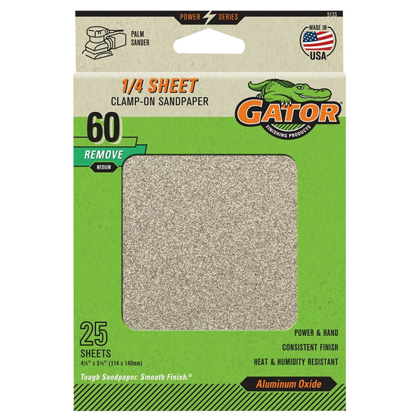 Gator Sanding Sheets, Aluminum Oxide, 60-Grit, 4.5 x 5.5-In., 25-Pk. 5133