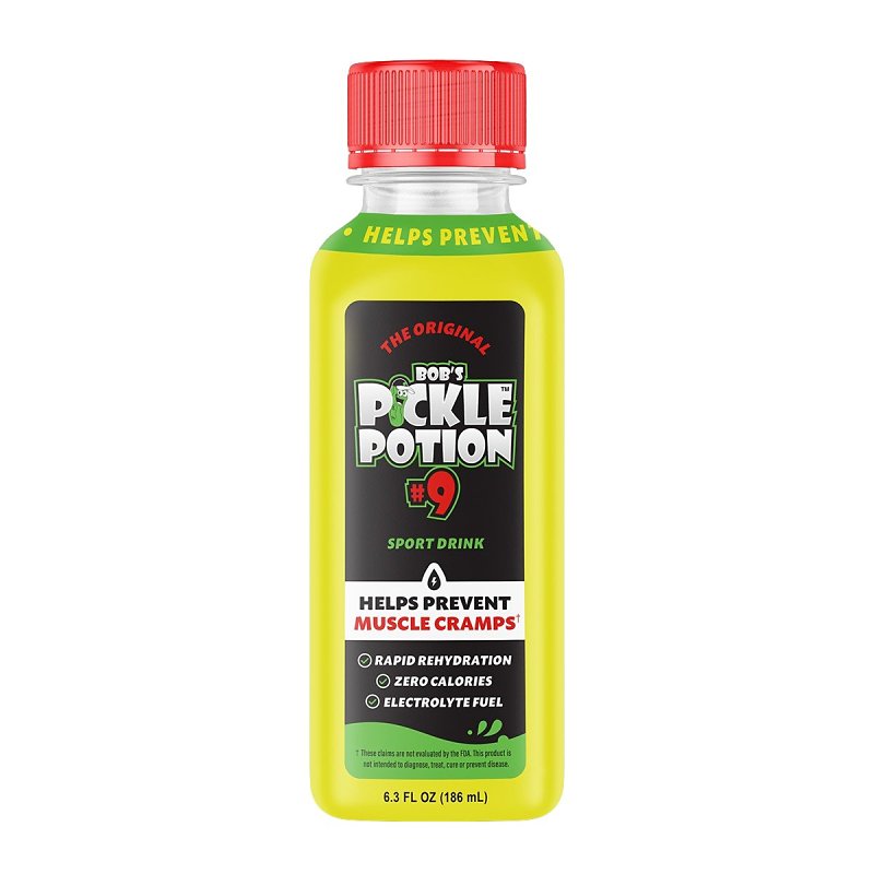 Bob's Pickle Potion #9 - Electrolyte Pickle Shot - Rehydration & Cramp Relief - Sports Drink Shot Zero Caffeine & Gluten-Free, 6.3 Oz. (Pack of 1, Dill) 891972002105