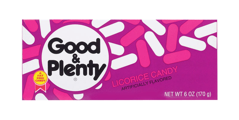 GOOD & PLENTY Licorice Fat Free, Candy Boxes, Vegetarian, 6 oz (12 Count)