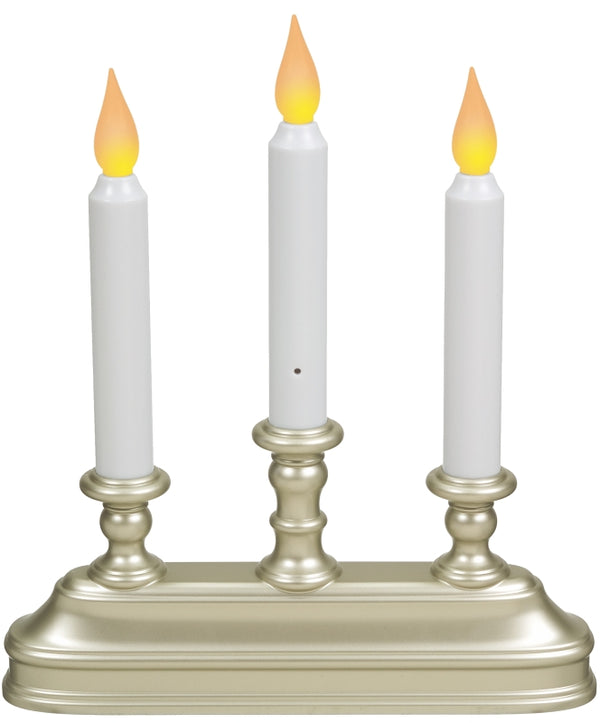 Xodus Innovations FPC1330P Battery Operated 10 inch Window Candles with Tilt to Change Flame Color and Dusk to Dawn Light Sensor Timer with 3 Candle Candelabra Base Pewter/Silver