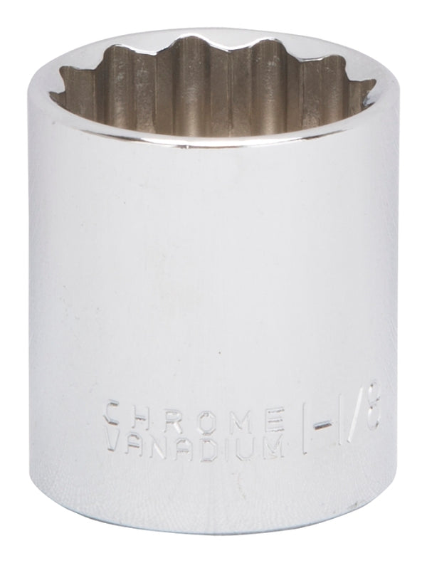 Manufacturers Direct Vulcan MT6521736 Drive Socket, 1-1/8 in Socket, 1/2 in Drive, 12-Point, Chrome Vanadium Steel, Chrome