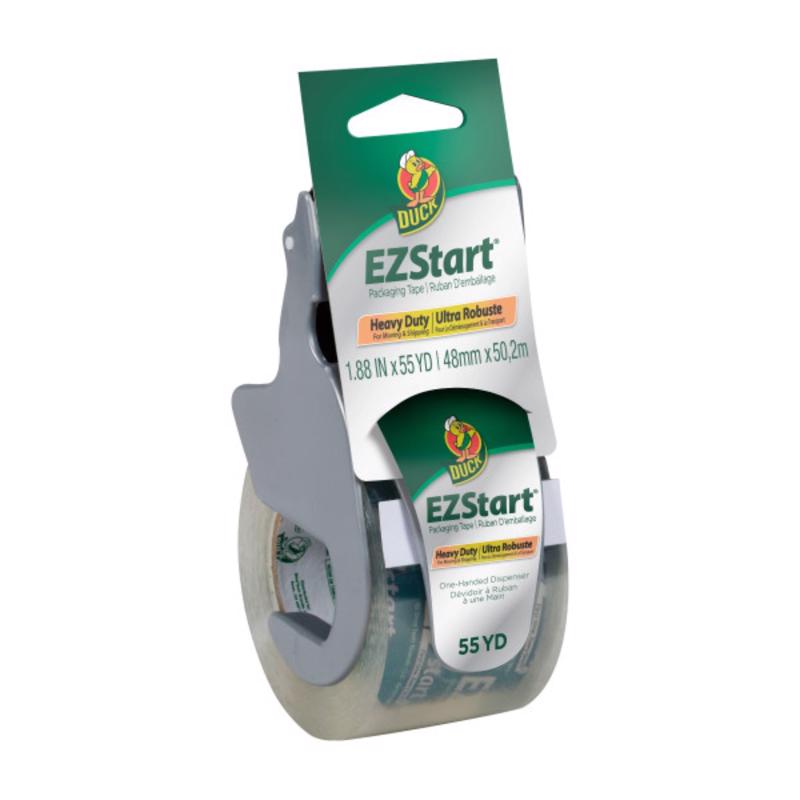 Duck 1259457 E-Z Start Premium Packaging Tape w/Dispenser, 1.88-Inch x 55.5yds