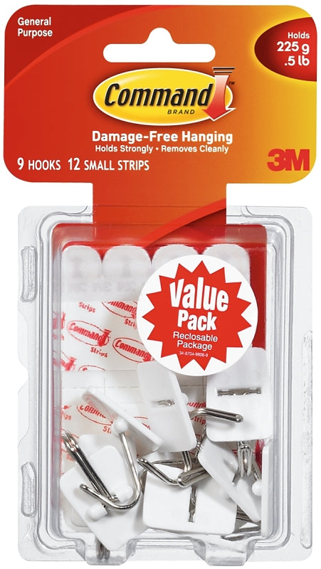 Command 170679Es Hooks W/Adhesive Strips,Small Wire,Value Pack,9/Pk,We 17067-VP