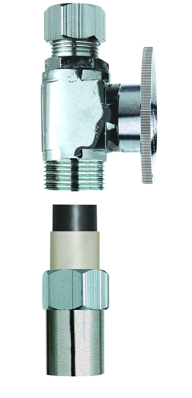 Plumb Pak PP32-2PCLF 1/4 Turn Transitional Straight Supply Line Valve, 1/2 X 3/8 in, Nominal X Tube, Cpvc Body