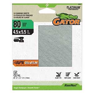 Ali Industries 134854 4.5 x 5.5 in. Paper Sand - 0.25 Sheets - 80 Grit - Pack of 5
