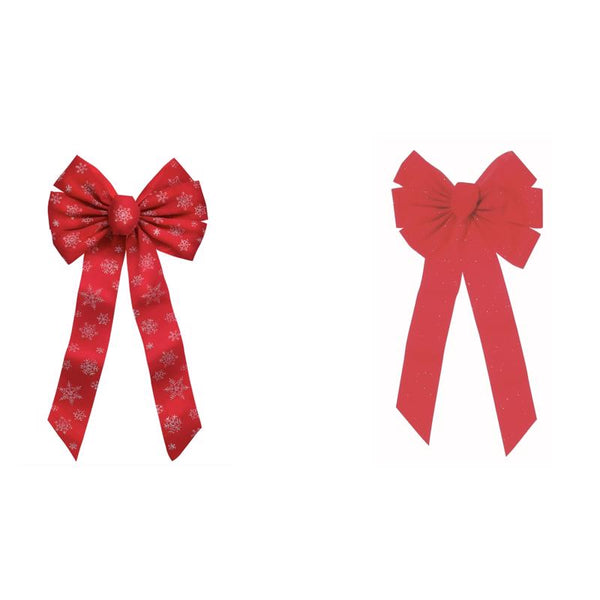 Holiday Trims Fancy Glitter Bow Assortment Snowflake 27" L X 12" W Silver 7488 (12-Pack)