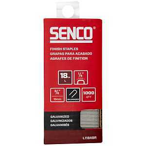 SENCO L11BABR 18 Gauge 1/4" Crown Finish Staples, 3/4" Length, Galvanized, 1,000 Count Pack