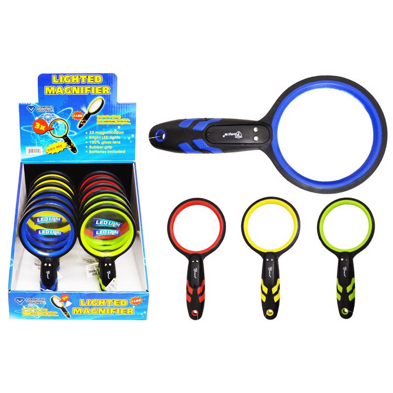 Diamond Visions Round 3 Times LED Magnifying Glass - Total Qty: 12