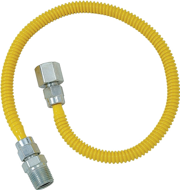 BRASS CRAFT CSSD54-24 1/2" MIP/FIP x 24" ProCoat Stainless Steel Straight Gas Connector with Fittings, 1/2" x 24" L