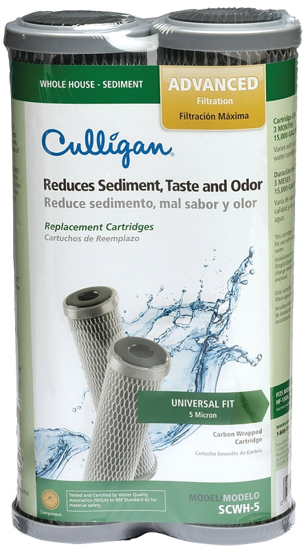 Culligan SCWH-5 Standard-Duty Whole House Water Filter Replacement Cartridges, 2-Pack, Black