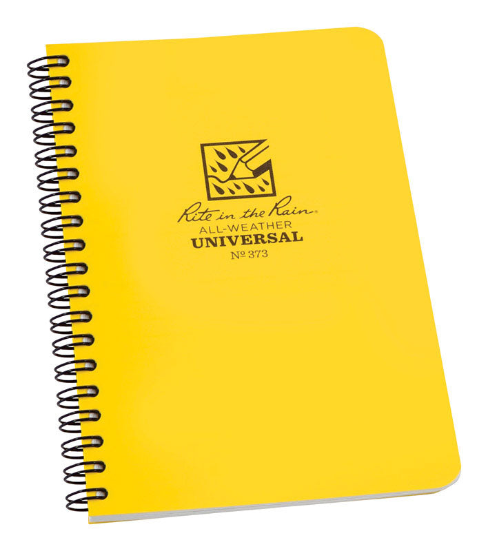 Rite In The Rain - 373L Rite in the Rain All-Weather Side-Spiral Notebook, 4 5/8" x 7", Yellow Cover, Universal Pattern (No. 373)