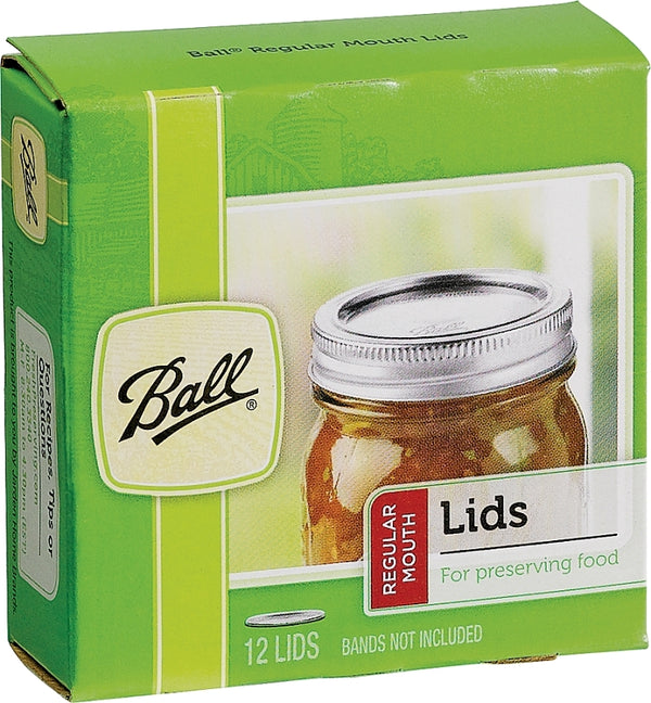 Ball 1440032000 Canning Jar Lid, 2.4 fl-oz Capacity, Steel, Silver Cap/Lid