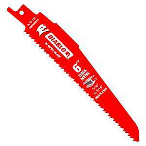 Diablo Bi-Metal Reciprocating Blades with Perma-Shield Coating for Thick Metal - 6" Length, Dual Tooth Design, 8/10 TPI, 25-Pack - DS0608BFD25