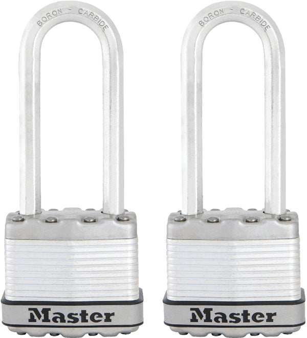 Master Lock M1XTLJ Magnum Heavy Duty Padlock with Key, 2 Pack Keyed-Alike, Steel