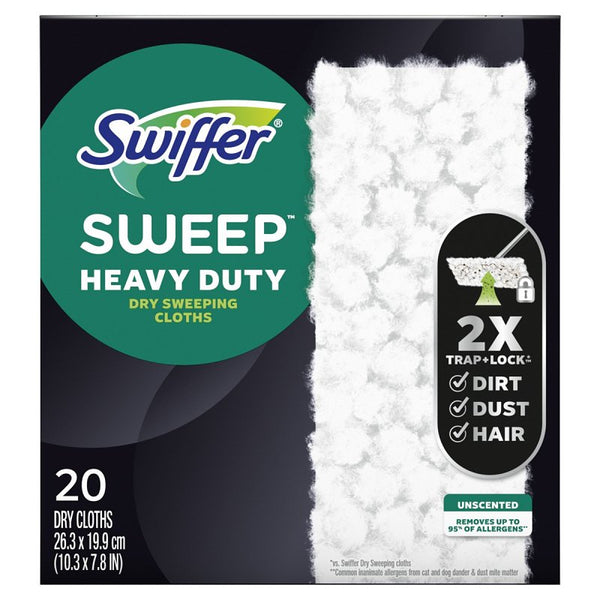 Swiffer Sweeper Heavy Duty Multi-Surface Dry Cloth Refills for Floor Sweeping & Cleaning, 20Count 037000771975