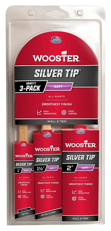 Wooster Brush 5229 Silver Tip Variety 3 Pack