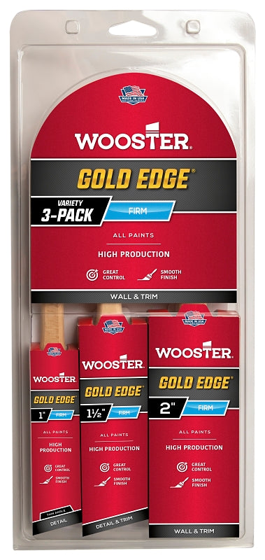 Wooster Series 5239 Gold Edge Wall Brush 3 Pack, 1 Inches