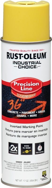 Rust-Oleum 203025-12PK Industrial Choice Inverted Solvent-Based Marking Spray Paint, 17 Oz, High Visibility Yellow, 12 Pack 203025V