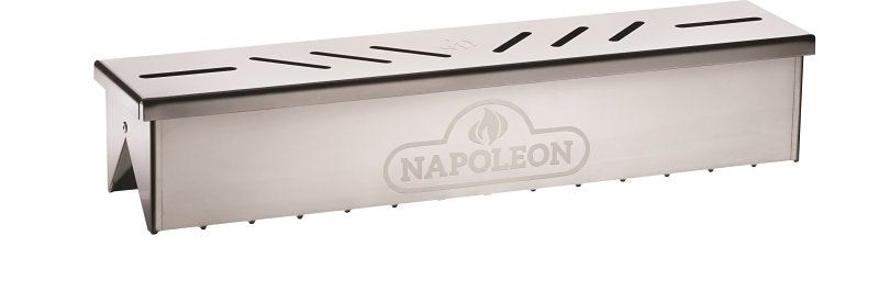 Napoleon Stainless Steel Smoker Box 67013 Add Smoky Flavor to BBQ, Easily Turn Gas Grill Into Smoker, Add Wood Chips or Chunks to Smoke Food on Barbecue 16.25 x 2.54 x 3.5