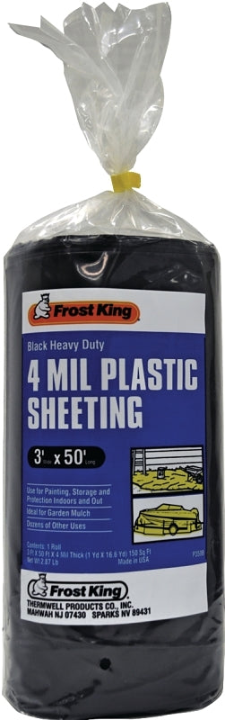 Frost King P350BW/P350 black extra heavy-duty polyethylene sheeting, 50 ft x 3 ft