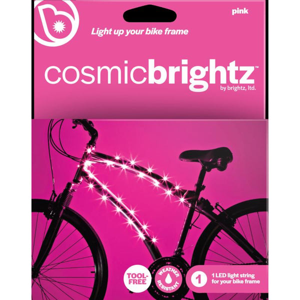 Brightz CosmicBrightz LED Bike Frame Rope Light, Pink - 6.5-Foot String Rope - Battery-Powered with On/Off Switch - Ultra Bright Color Keeps Your Ride Fun and Safe for Kids, Teens, & Adults L2477