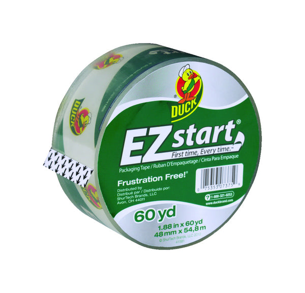 Duck 299002 Brand EZ Start Packaging Tape Clear, 60 Yards/Roll (Single)