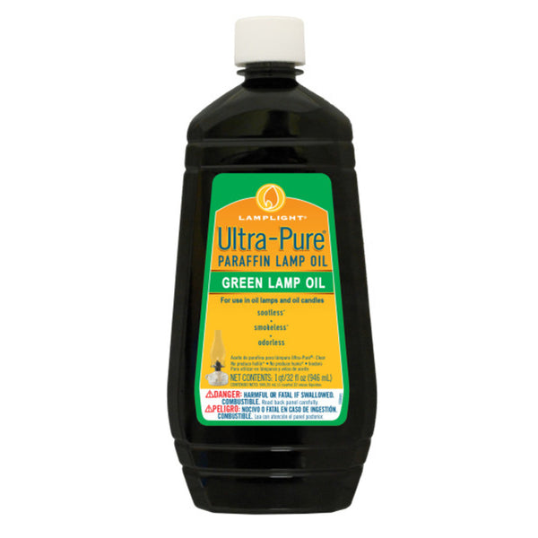 Lamplight ¼ Gallon (32 oz) Ultra-Pure Lamp Oil Green - Liquid Paraffin Oil for Indoor use, sootless, smokeless and odorless, Emergency kit Green 60013
