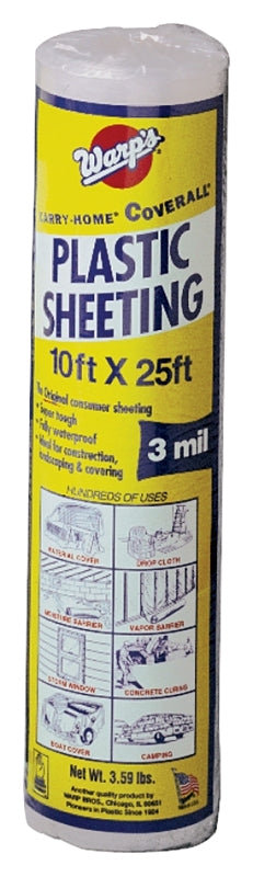 WARP BROTHERS Warp's SP-3CH10-C Poly Film, 25 ft L, 10 ft W, Clear