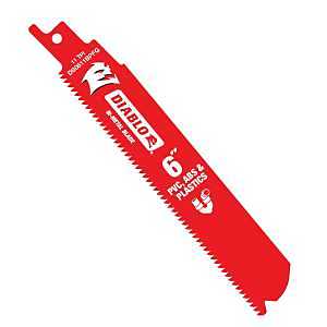 Diablo DS0611BPFG5 6” 11TPI Bi-Metal Reciprocating Saw Blade for PVC, ABS, and Plastics (5-Pack)