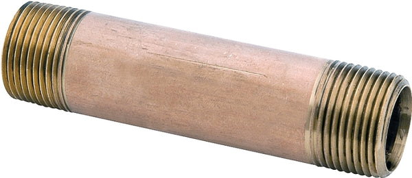 Anderson Metals 38300 Lead Free Red Brass Pipe Fitting, Nipple, 3/8" x 3/8" NPT Male, 3-1/2" Length 38300-0635