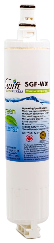 Swift Green Filters SGF-W01 Compatible Refrigerator Water Filter for 4396508, 4396510, EDR5RXD1, Made in USA,Pack of 1, White