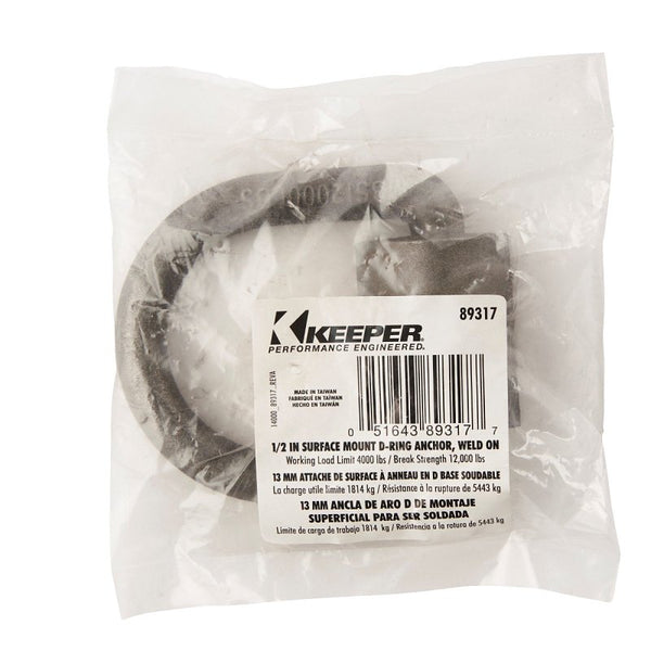 Keeper 89317 1/2" Weld-On Surface Mount D-Ring Anchor