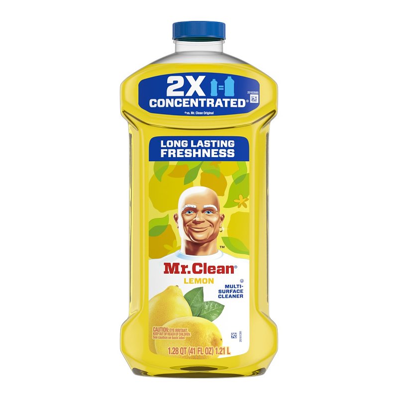 Mr. Clean All Purpose Cleaner, Floor Cleaner for Mopping Home, Bathroom, & Kitchen, Cleaning Liquid for Mop & Bucket, Cleaning Supplies, Multi-Surface Dilutable, Lemon, 41oz
