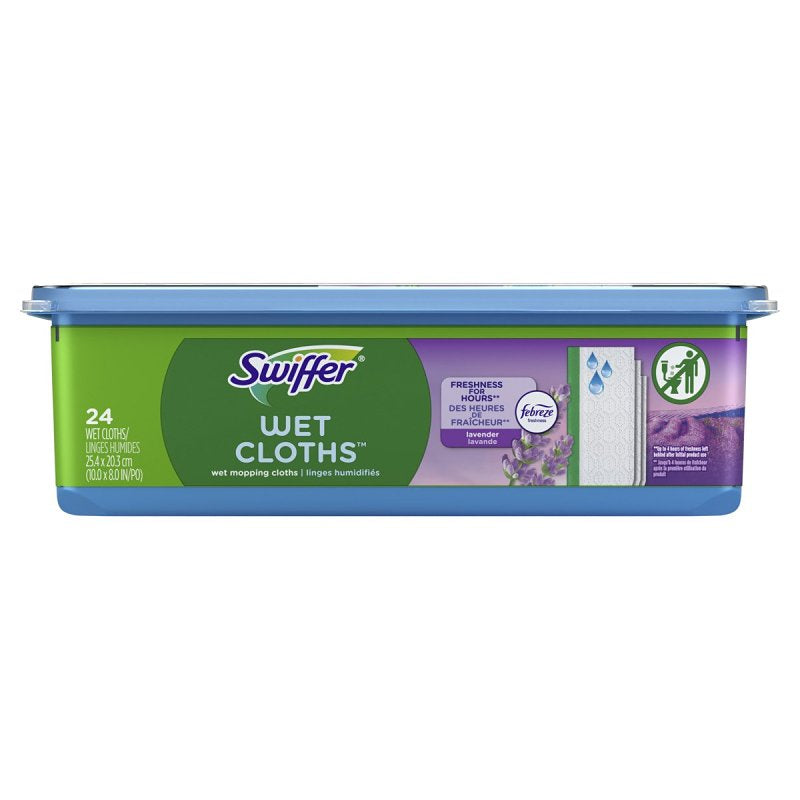 Swiffer Sweeper Wet Mopping Pad Refills for Floor Mop, Febreze Lavender Vanilla and Comfort Scent, 24 Count