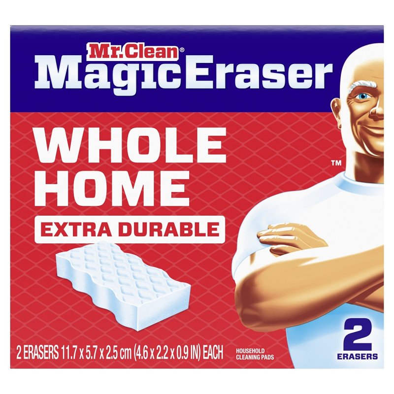 Mr. Clean Magic Eraser Sponge, All Purpose Cleaner, Cleaning Scrubber, Wall, Sneaker, Kitchen, Bathroom Cleaner, Shower Cleaning Supplies, Melamine Sponge, Cleaning Pads, Whole Home Extra Durable, 2ct