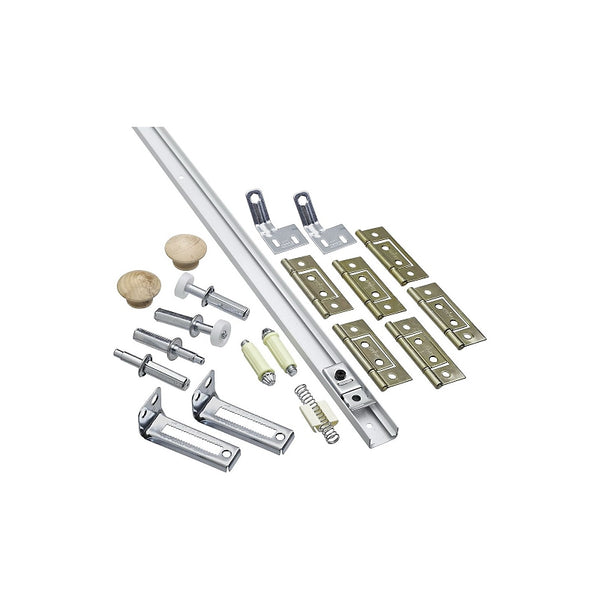 National Hardware N343-731 Complete Double Folding Door Hardware Set, 60-Inch, White, For Indoor Use, Boxed