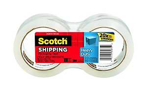 Scotch Heavy Duty Shipping Packaging Tape, 1.88 in x 54.6 yd, Designed for Packing, Shipping and Mailing, Strong Seal on All Box Types, 3-Inch Core, 2 Rolls