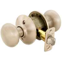 Schlage F10 PLY 619 Plymouth Door Knob, Hall & Closet Passage Lock, Satin Nickel