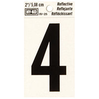 Hy-Ko RV-25/4 2" Black Vinyl Self-Stick Reflective Number 4