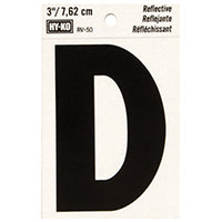 Hy-Ko RV-50/D Self-Stick Reflective with Letter D, 3", Black