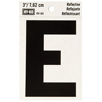 Hy-Ko 3 in. Reflective Black Vinyl Letter E Self-Adhesive 1 pc.
