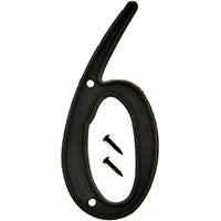 Hy-Ko PN-29/6 4" 3-D Black Plastic House Number 6