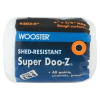 WOOSTER R203-4 Paint Roller Cover, 3/4 in Thick Nap, 4 in L, Fabric Cover, White