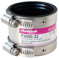 FERNCO P3000-22 Transition Coupling, 2 in, PVC, SCH 40 Schedule, 4.3 psi Pressure